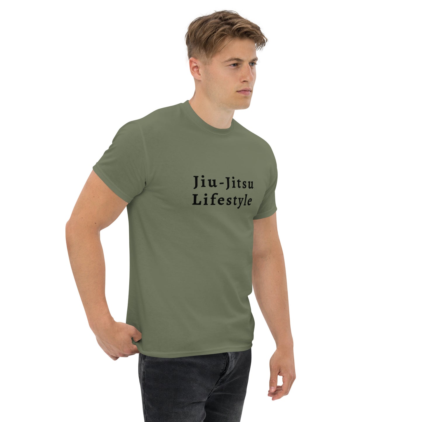 A3. Men's tee with Jiu-Jitsu Lifestyle dark text