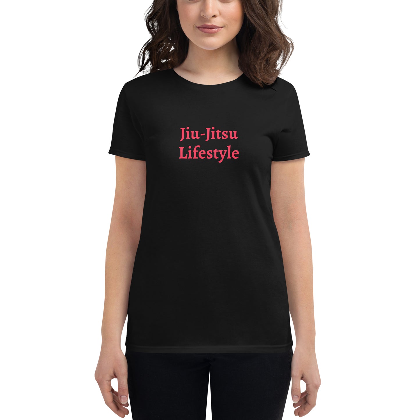 A3. Women's tee with Jiu-Jitsu Lifestyle light text