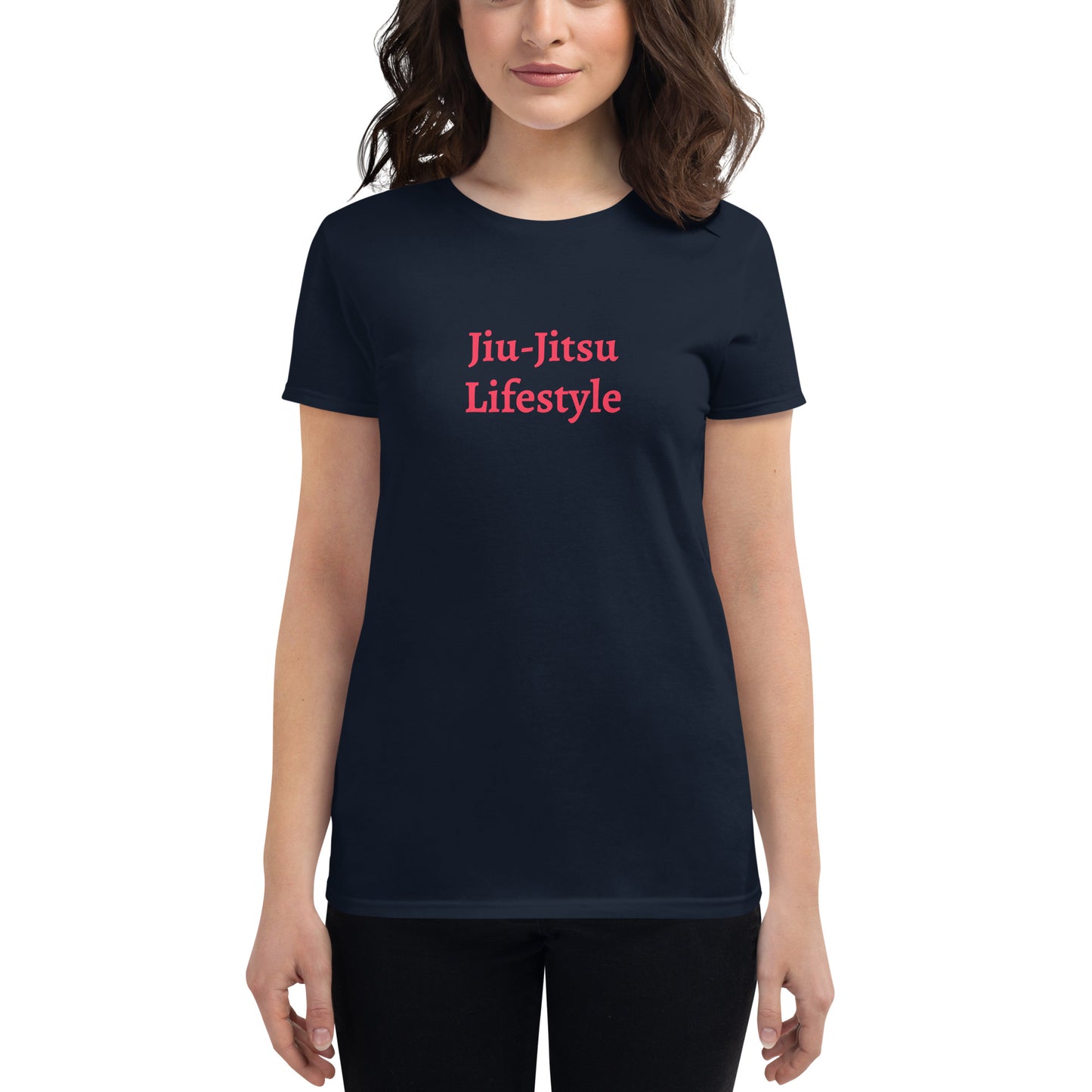 A3. Women's tee with Jiu-Jitsu Lifestyle light text