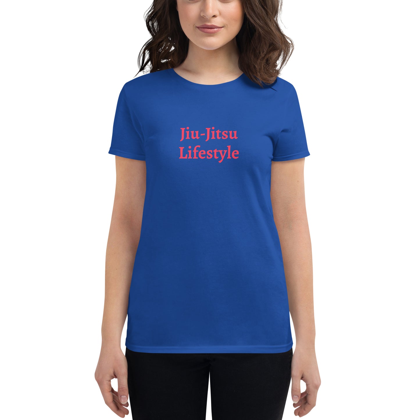 A3. Women's tee with Jiu-Jitsu Lifestyle light text